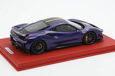 1/18 BBR Ferrari 488 pista purple Al Humad set on red deluxe leather base with display cover limited 5 pieces - Image 3