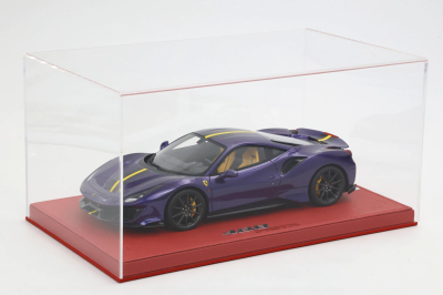 1/18 BBR Ferrari 488 pista purple Al Humad set on red deluxe leather base with display cover limited 5 pieces - Image 4