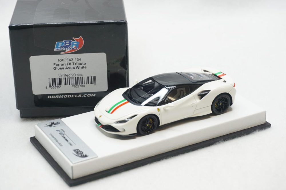 1/43 BBR Ferrari F8 tributo avus white with italian stripe and