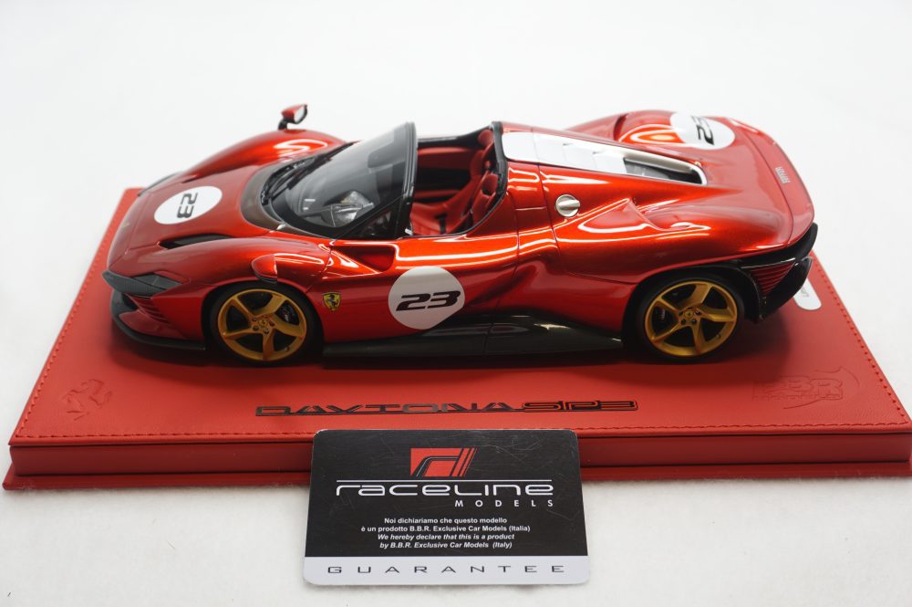 1/18 BBR Ferrari Daytona SP3 in color rosso magma car #23 set on