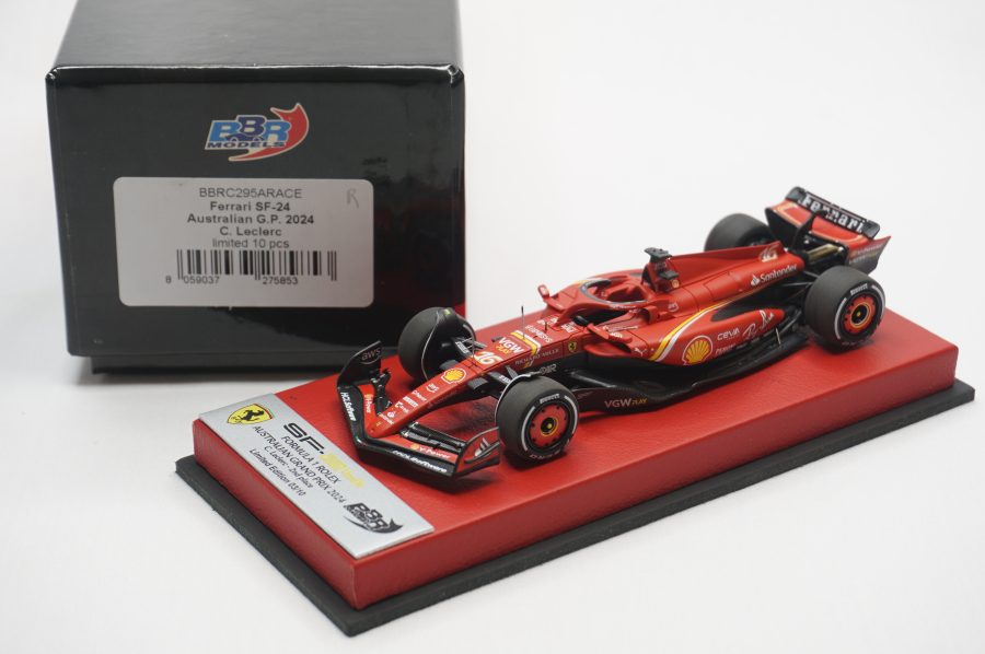 1/43 BBR Ferrari SF-24 GP australia 2024 C.Leclerc set on red leather base limited 10 pieces