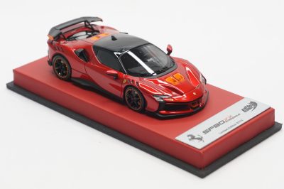 1/43 BBR Ferrari SF90XX stradale in color rosso fuoco set on red leather base limited 10 pieces - Image 5