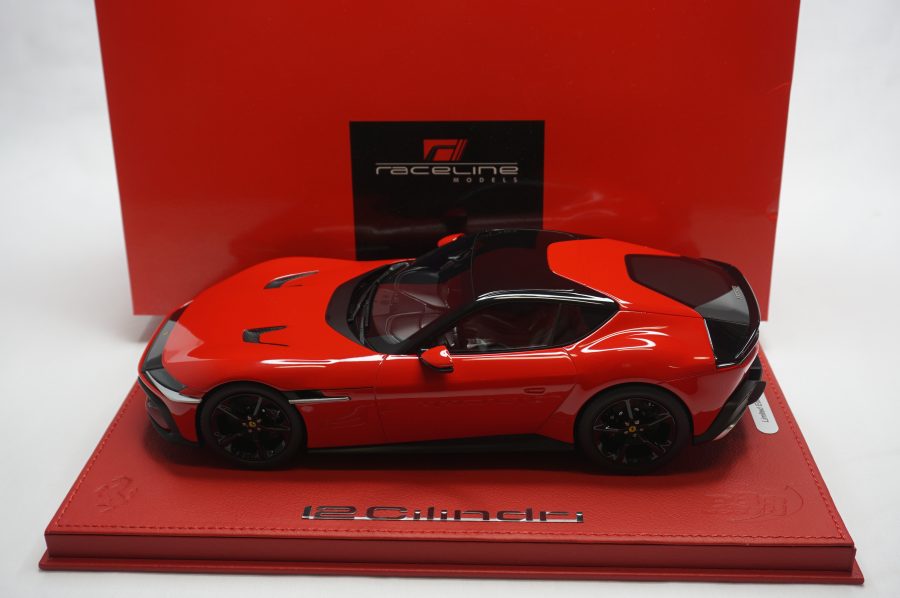 1/18 BBR Ferrari 12Cilindri coupe color Rosso corsa set on red deluxe leather base limited 5 pieces