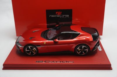 1/18 BBR Ferrari 12Cilindri coupe color Rosso imola set on red deluxe leather base limited 3 pieces
